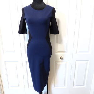 Felicity & Coco Bodycon Midi Dress in Black & Navy